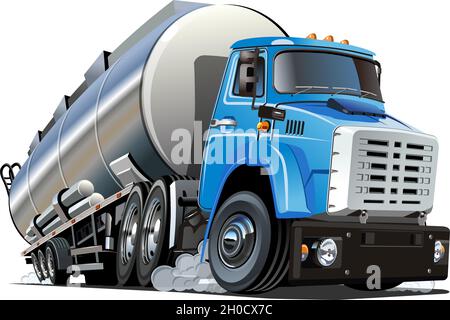 Cartoon semi tanker truck. Available EPS-10 vector format separated by groups and layers Stock Vector