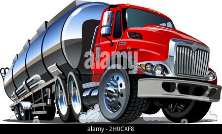 Cartoon semi tanker truck. Available EPS-10 vector format separated by groups and layers with transparency effects for one-click recolour Stock Vector