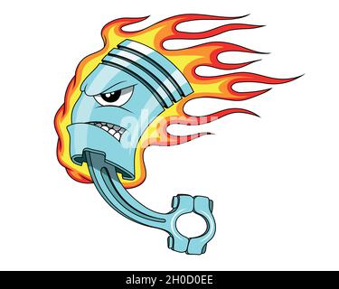 Piston. Flaming piston tattoo. Piston mascot... - Stock Illustration  [82952628] - PIXTA