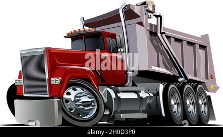 Vector Cartoon Dump Truck. Available EPS-10 vector format separated by groups and layers for easy edit Stock Vector
