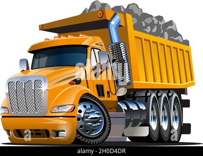 Vector Cartoon Dump Truck. Available EPS-10 vector format separated by groups and layers for easy edit Stock Vector