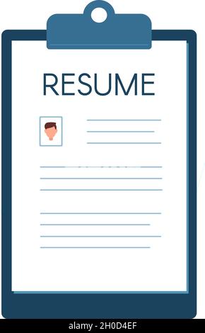 Resume for an interview. Vector illustration in flat style isolated on white background. Stock Vector
