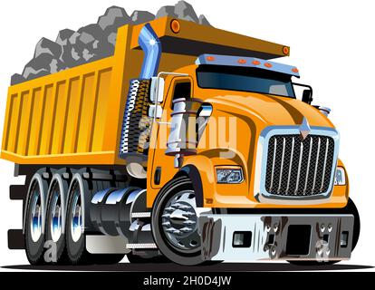 Vector Cartoon Dump Truck. Available EPS-10 vector format separated by groups and layers for easy edit Stock Vector