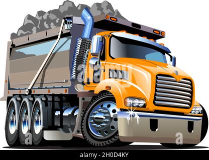 Vector Cartoon Dump Truck. Available EPS-10 vector format separated by groups and layers for easy edit Stock Vector