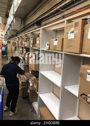 During the USS Theodore Roosevelt’s port call at Naval Base Guam, the NEX supported the crew with its Quarantine Program. The NEX Quarantine Program allows Sailors to order and pay for merchandise online for free delivery to the ship. The NEX filled 2,722 orders, about 30 pallets of merchandise, for USS Theodore Roosevelt Sailors. The Navy Exchange Service Command (NEXCOM) is comprised of 14,000 personnel worldwide facilitating six business lines, NEX retail stores, the Navy Lodge Program, Telecommunications Program, Navy Clothing and Textile Research Facility, Ships Store Program and the Unif Stock Photo