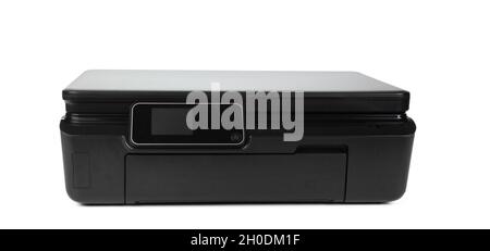 Black multi function printer isolated against a white background Stock Photo