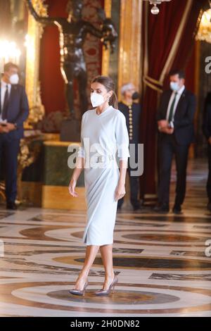 Madrid, Spain: October 12, 2021, Queen Letizia of Spain attends a Reception for The National Day at Royal Palace on October 12, 2021 in Madrid, Spain (Credit Image: © Jack Abuin/ZUMA Press Wire) Stock Photo