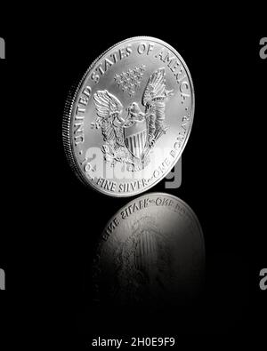 2014 United States Of America - 1 Troy Ounce Silver Eagle - .999 Fine Silver Coin - US Mint Stock Photo