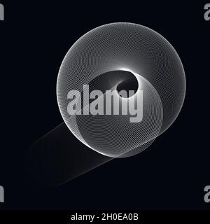 Modern abstract vector illustration. Digital futuristic monochrome linear shape. Beauty of complex contemporary technologies. Geometric background wit Stock Vector
