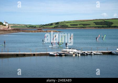 Wales August 2021. Pembrokeshire. Dale. Paddle boarding. Stock Photo