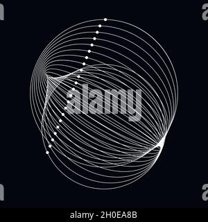 Modern abstract vector illustration. Digital futuristic monochrome linear shape. Beauty of complex contemporary technologies. Geometric background wit Stock Vector