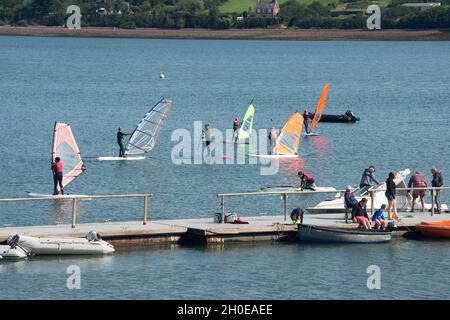 Wales August 2021. Pembrokeshire. Dale. Paddle boarding. Stock Photo