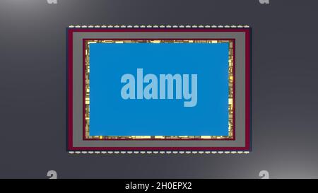 Sensor of modern digital camera. top view, iridescent matrix surface, 3D rendering, on dark background Stock Photo