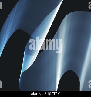 Illustration of abstract glowing waves against a black background Stock Photo