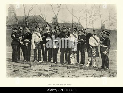 Vintage photogrtaph of Victorian military uniforms of the British army, 19th Century Stock Photo