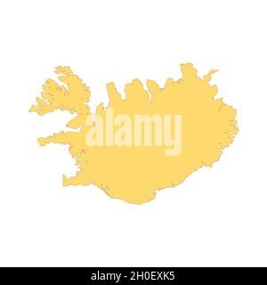 Iceland map color line element. Border of the country. UI UX GUI design element. Editable stroke. Stock Vector
