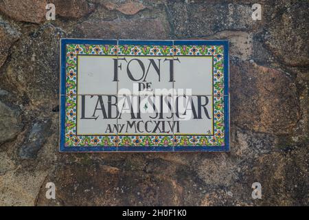 The fountain sign Labat Siscar at the twelfth century Cistercian monastery of Santa Maria de Poblet Stock Photo