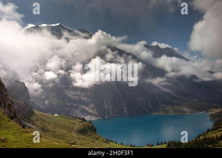 View Of Oeschinen Lake Oeschinensee And Swiss Alps Near Kandersteg In view-of-oeschinen-lake-oeschinensee-and-swiss-alps-near-kandersteg-in