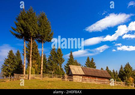 Rural autumn landscape in the Carpathian Mountains Stock Photo
