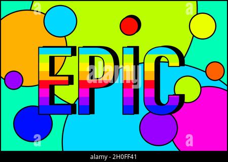 Brightly colored graphic word art, pop art design in retro neon 80's summer trend Stock Vector