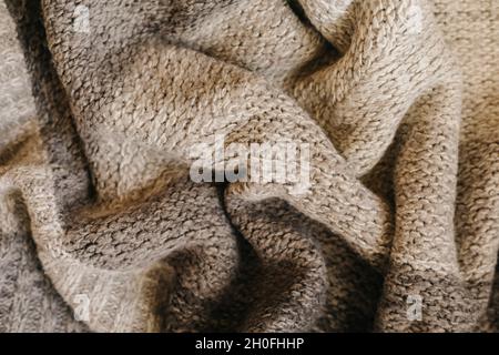 Beige autumn knitting wool texture background Stock Photo