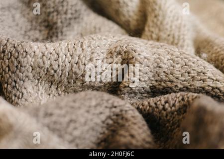 Beige autumn knitting wool texture background Stock Photo