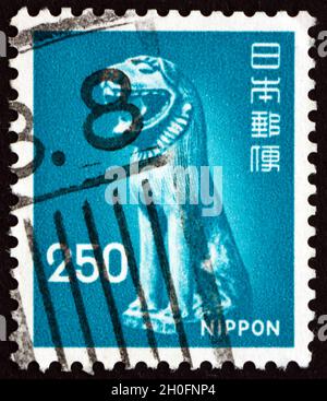 JAPAN - CIRCA 1976: a stamp printed in Japan shows Guardian Dog, Katori Shrine, circa 1976 Stock Photo