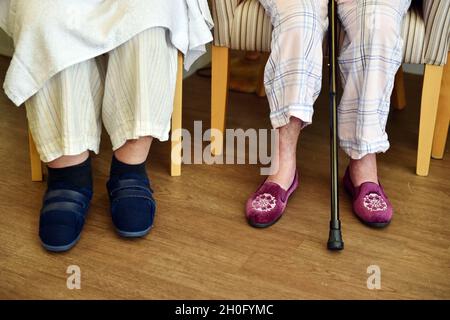 Feet of elderly residents in a care home UK Stock Photo