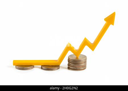 Inflation, rising inflation white isolate. Rising prices. Yellow and ...