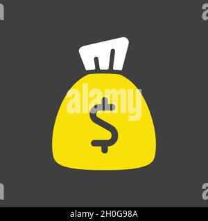 Money Bag outline glyph icon vector. Finances sign. Graph symbol for your web site design, logo, app, UI. Vector illustration, EPS10. Stock Vector