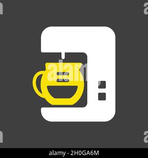 Coffee maker machine outline glyph icon. Workspace sign. Graph symbol for your web site design, logo, app, UI. Vector illustration, EPS10. Stock Vector