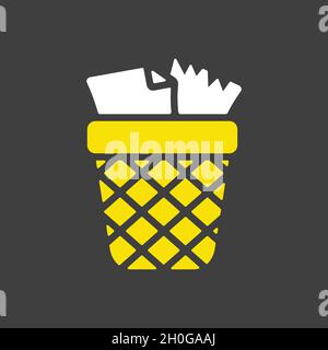 Wastebasket outline glyph icon. Workspace sign. Graph symbol for your web site design, logo, app, UI. Vector illustration, EPS10. Stock Vector
