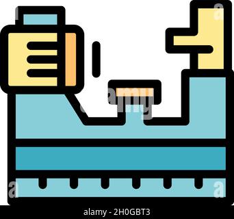 Workshop lathe icon. Outline workshop lathe vector icon color flat isolated Stock Vector