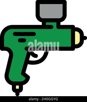 Pneumatic air gun icon. Outline pneumatic air gun vector icon color flat isolated Stock Vector