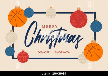 Basketball Merry Christmas and Happy New Year Luxury Sports Greeting Card. Basketball  Ball As a Christmas Ball on Background Stock Vector - Illustration of  merry, festive: 230982433