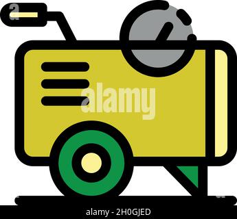 Air compressor cart icon. Outline air compressor cart vector icon color flat isolated Stock Vector
