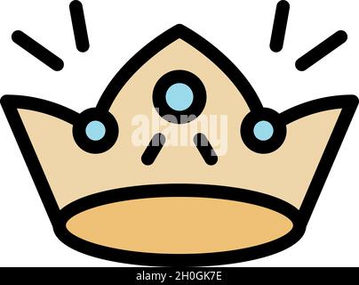 Shiny crown icon. Outline shiny crown vector icon color flat isolated Stock Vector