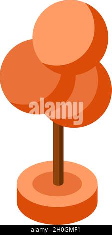 orange autumn ismetric tree vector illustration element for game design. Stock Vector