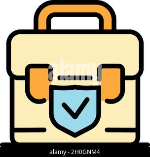 Check suitcase icon. Outline check suitcase vector icon color flat isolated Stock Vector