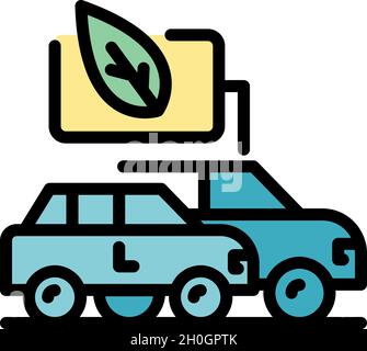 Modern hybrid cars icon. Outline modern hybrid cars vector icon color flat isolated Stock Vector