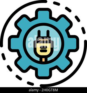 Nature energy plug icon. Outline nature energy plug vector icon color flat isolated Stock Vector