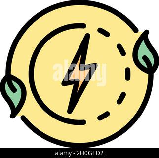 Bio energy process icon. Outline bio energy process vector icon color flat isolated Stock Vector