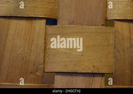 Macro woven old wooden basket bottom Stock Photo
