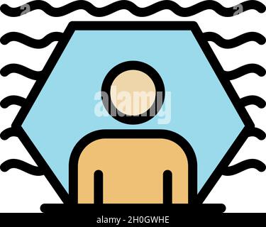 Protected sound man icon. Outline protected sound man vector icon color flat isolated Stock Vector
