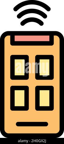 Smartphone remote control icon. Outline smartphone remote control vector icon color flat isolated Stock Vector