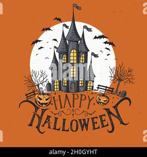 vintage haunted castle background vector design illustration Stock Vector