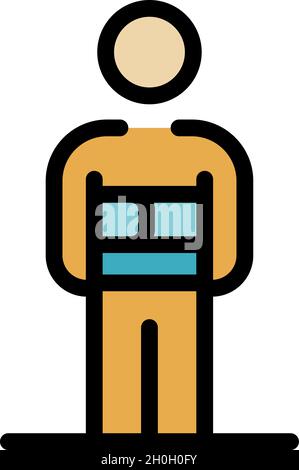 Sport doctor patient icon. Outline sport doctor patient vector icon color flat isolated Stock Vector