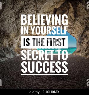 Motivational quotes. believing in yourself is the first secret to success Stock Photo
