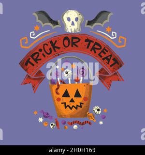 trick treat halloween lettering vector design illustration Stock Vector