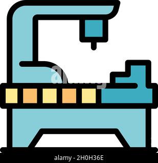 Electric lathe icon. Outline electric lathe vector icon color flat isolated Stock Vector